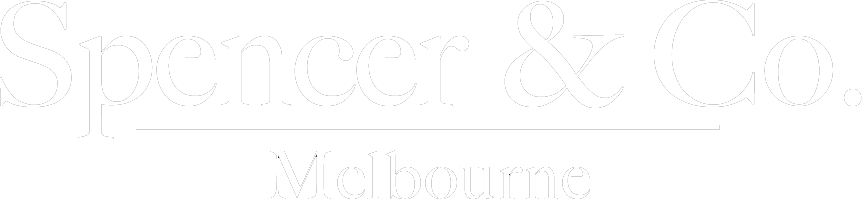 Faint white logo reading “Spencer & Co.” with “Melbourne” below on a light background