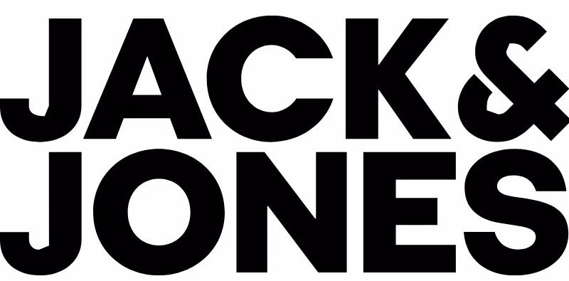 Logo nero di JACK & JONES su sfondo bianco.