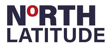 Logo di North Latitude in blu navy e testo rosso su sfondo bianco.