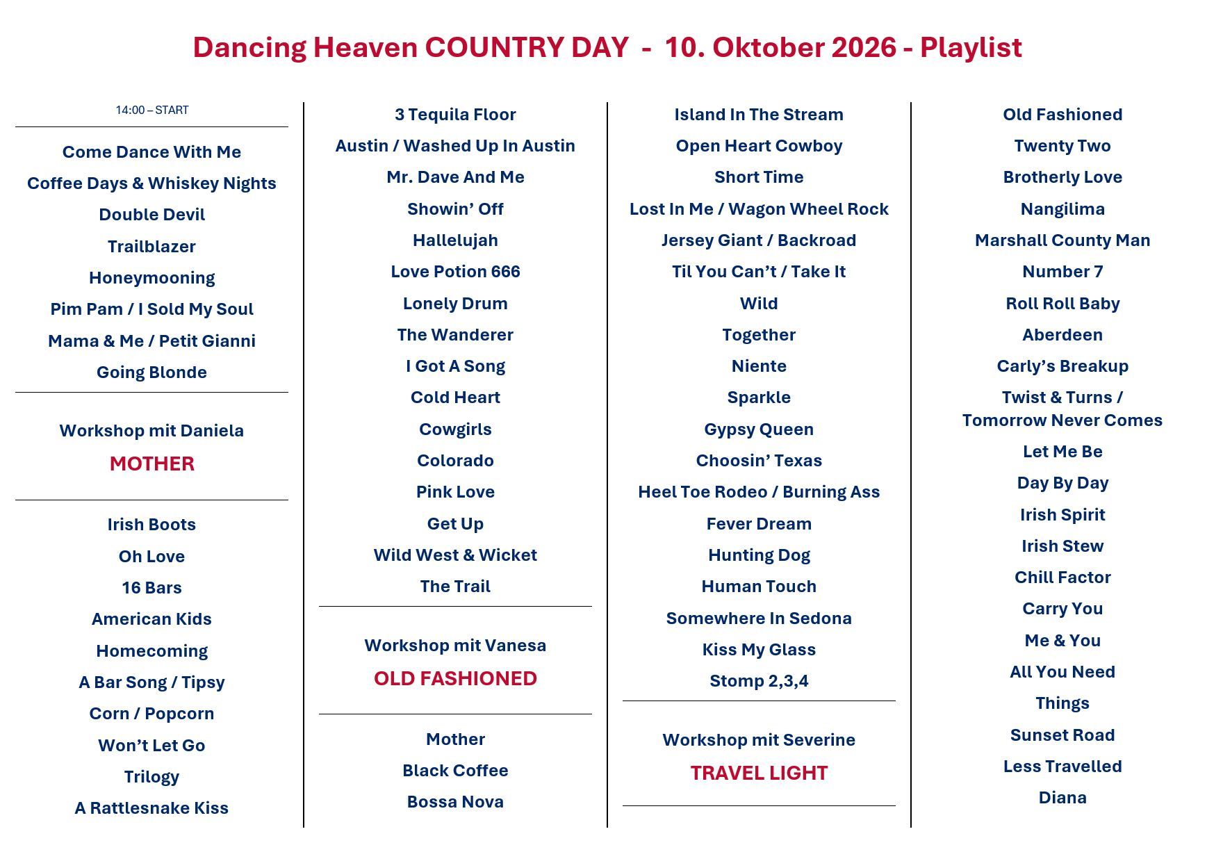 Dancing Heaven Country Day - 11. October 2025 - Playlist - Image 1 Dancing Heaven Country Day - 11. October 2025 - Playlist - Image 1