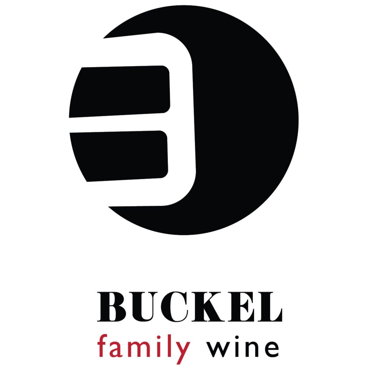A black and white logo for buckel family wine