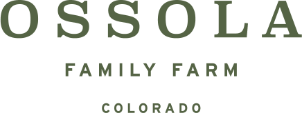 A logo for ossola family farm in colorado.