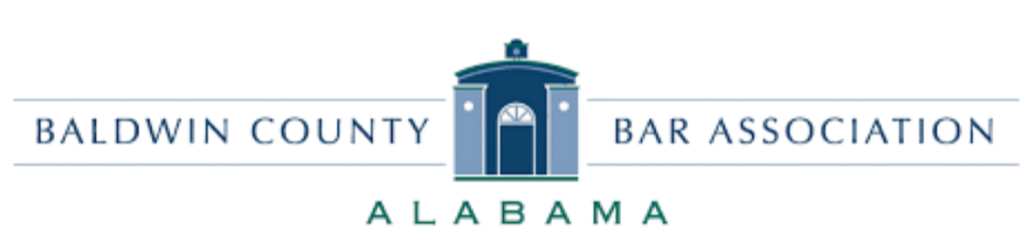 Baldwin County Bar Association logo with blue courthouse icon and text on white background