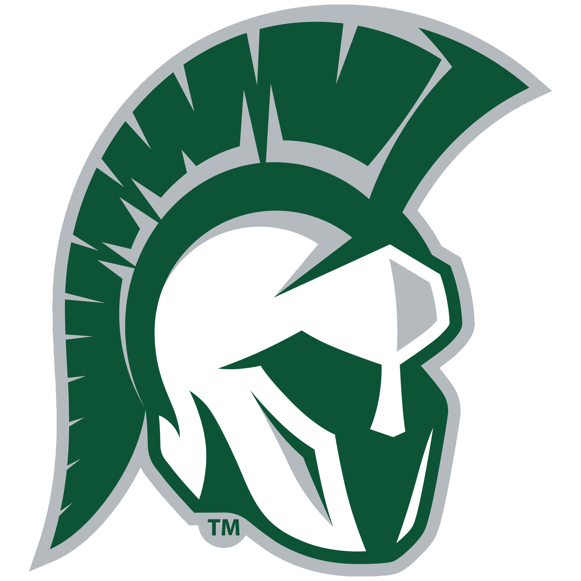 A spartan helmet with a tm logo on it