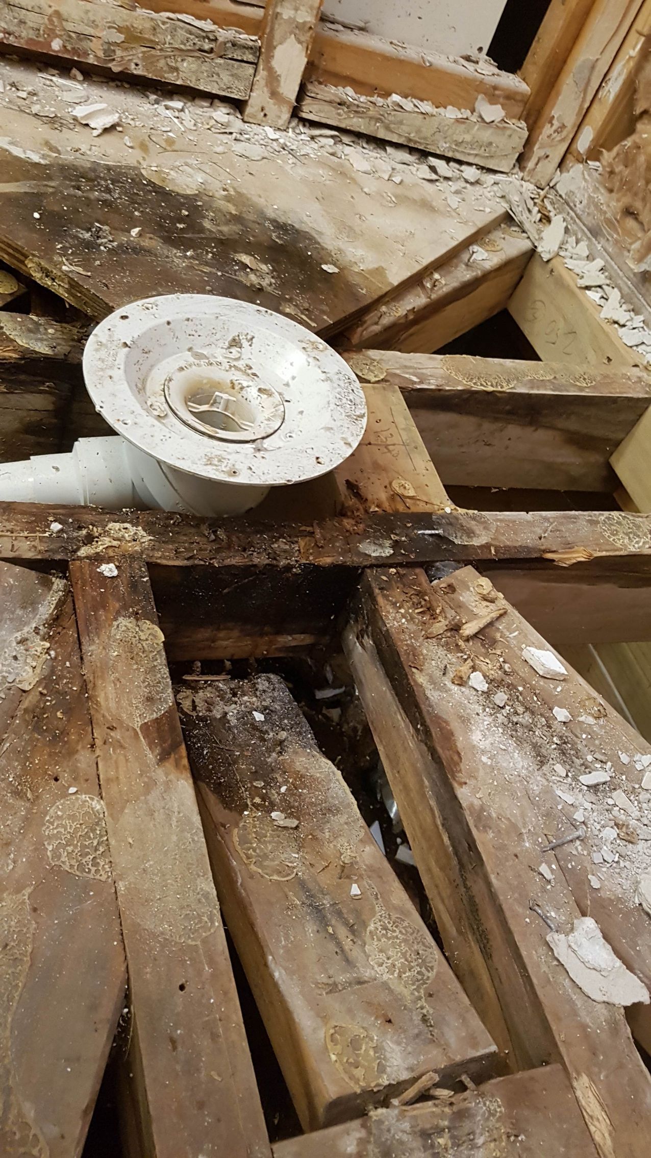 exposed waste with damage around it