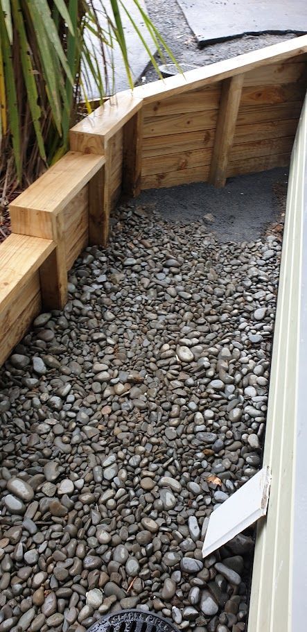 Riverstone and retaining wall