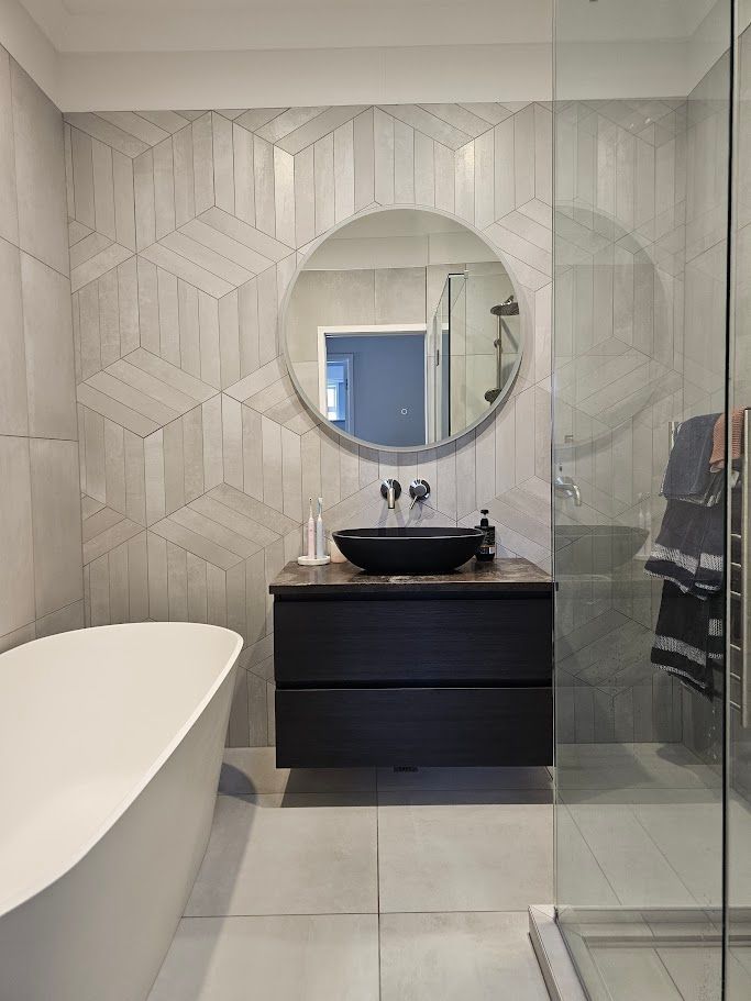 bathroom vanity and mirror