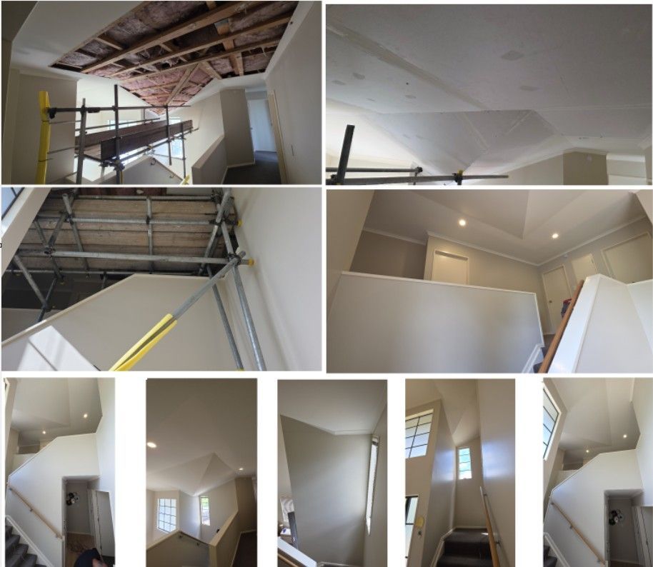 Before and after images scaffolding repair ceiling