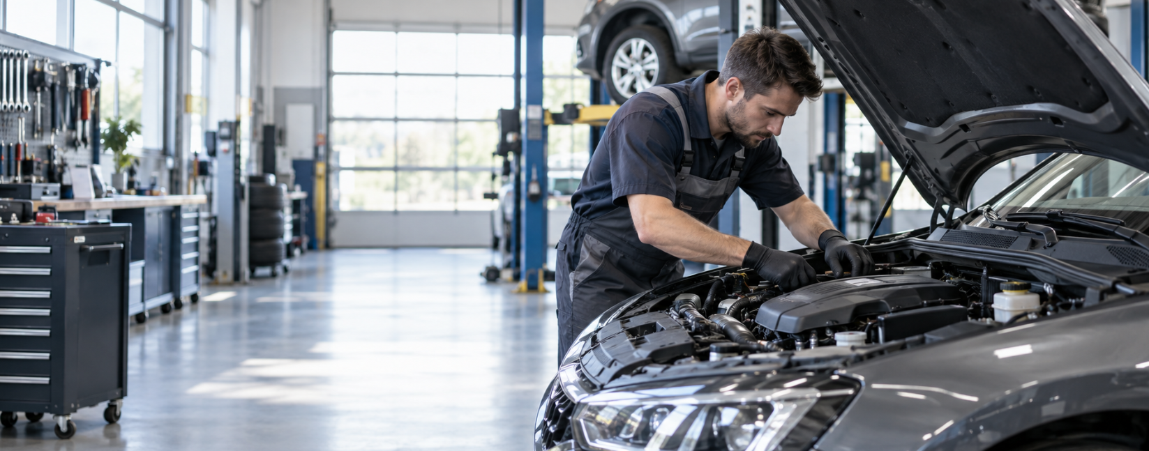 mechanic working on car