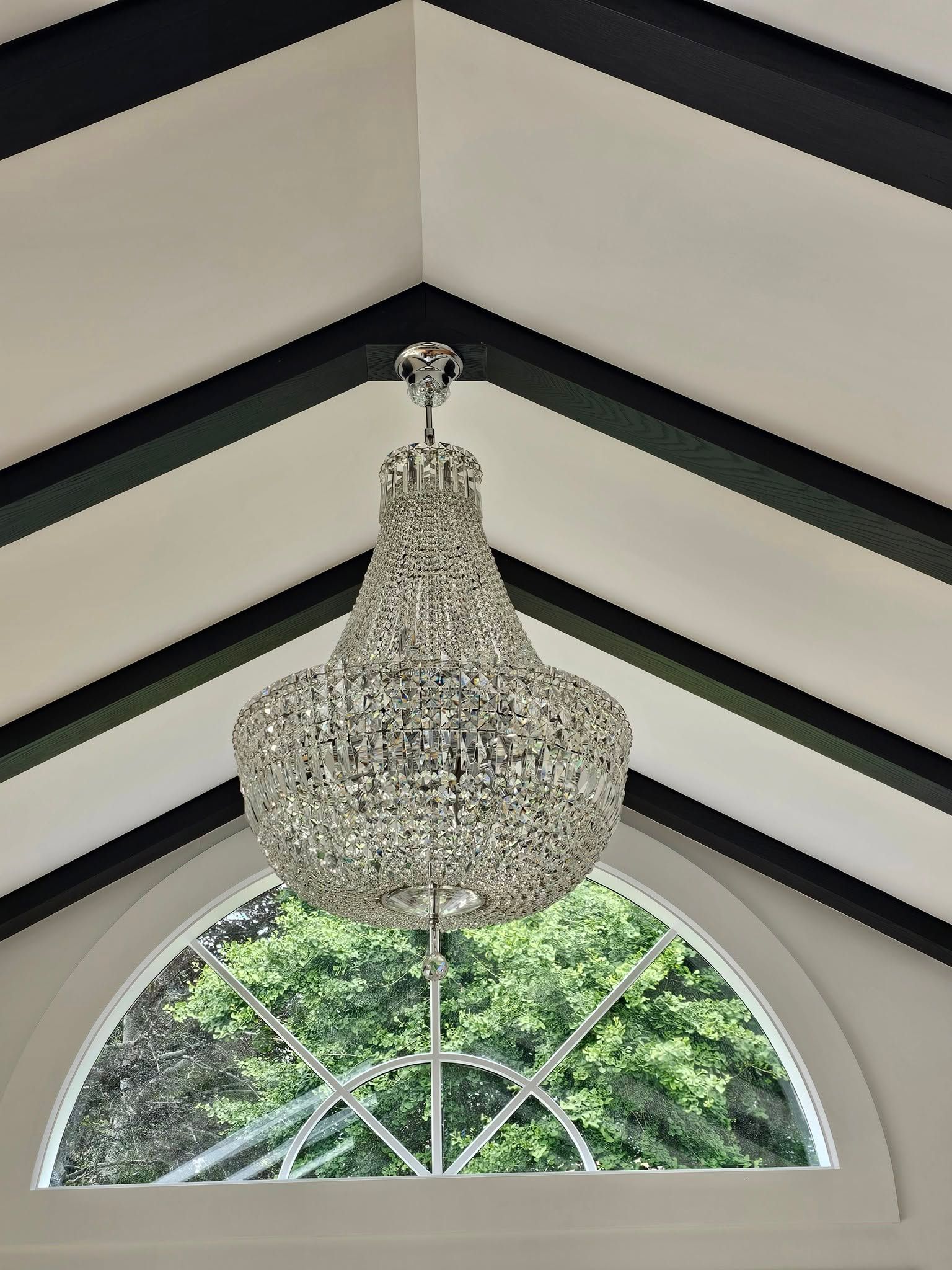 Vaulted ceiling with chandeliers