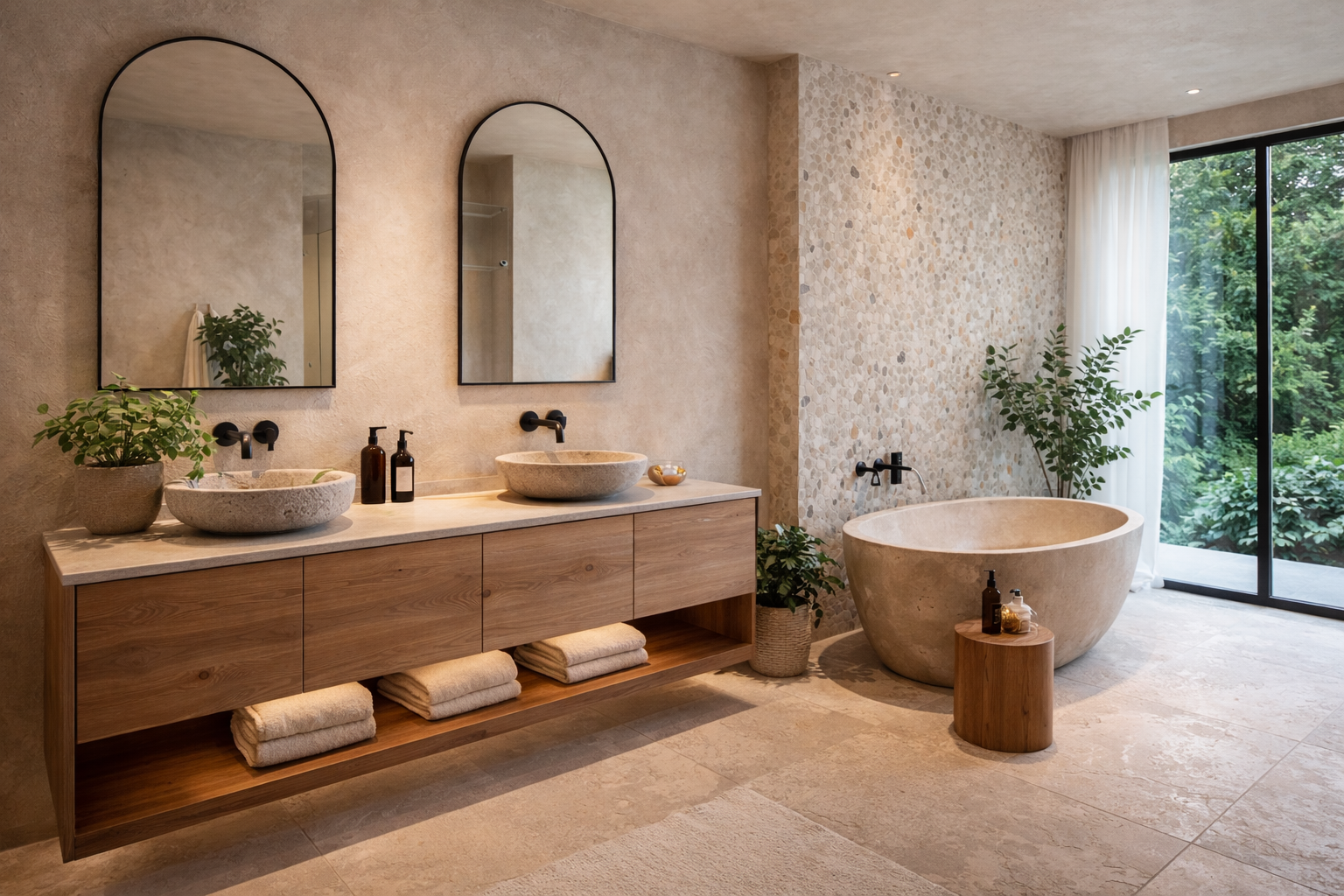 modern bathroom  Organic Materials and Natural Finishes
