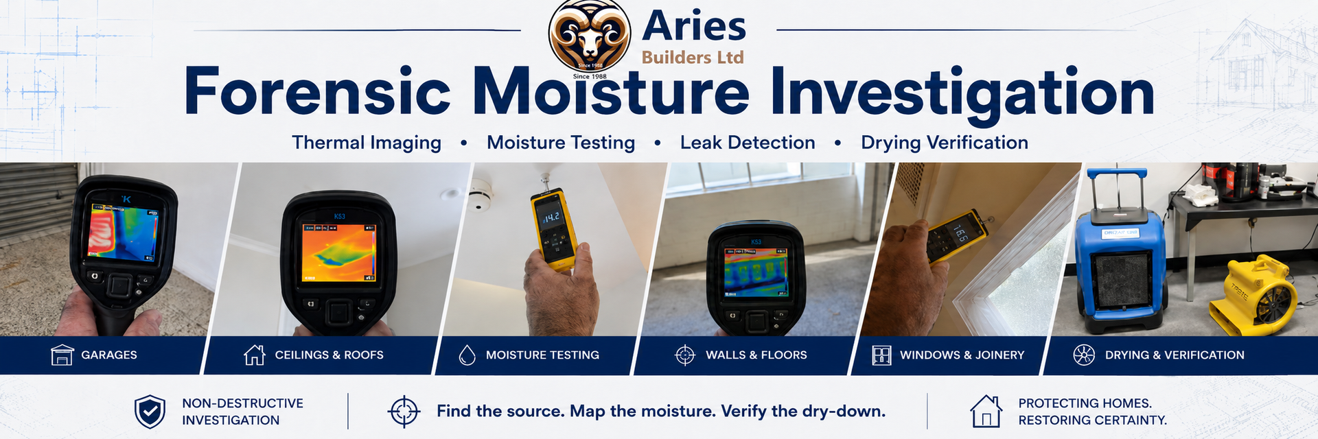 Aries builders for forensic Moisture testing infrared cameras moisture Metres