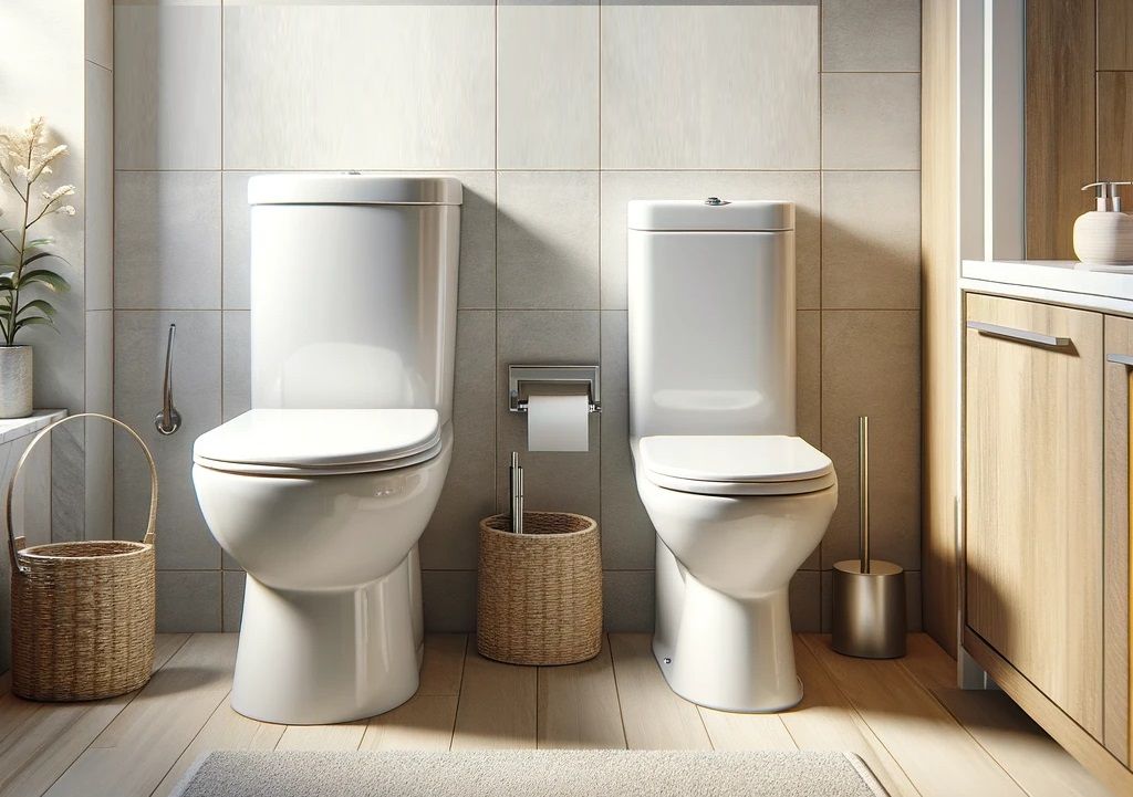 two different height toilets