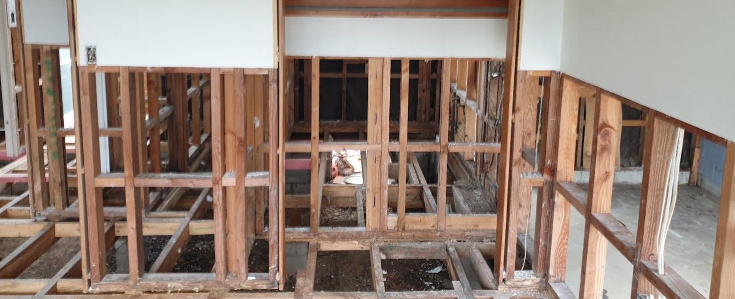 Open framing flood damage