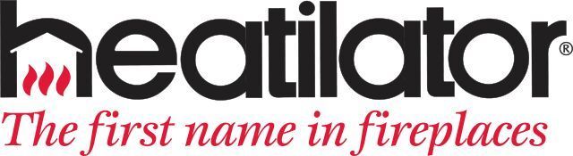 Heatilator logo in black and red with the tagline “The first name in fireplaces”