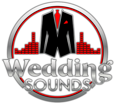 A logo for wedding sounds with a suit and tie