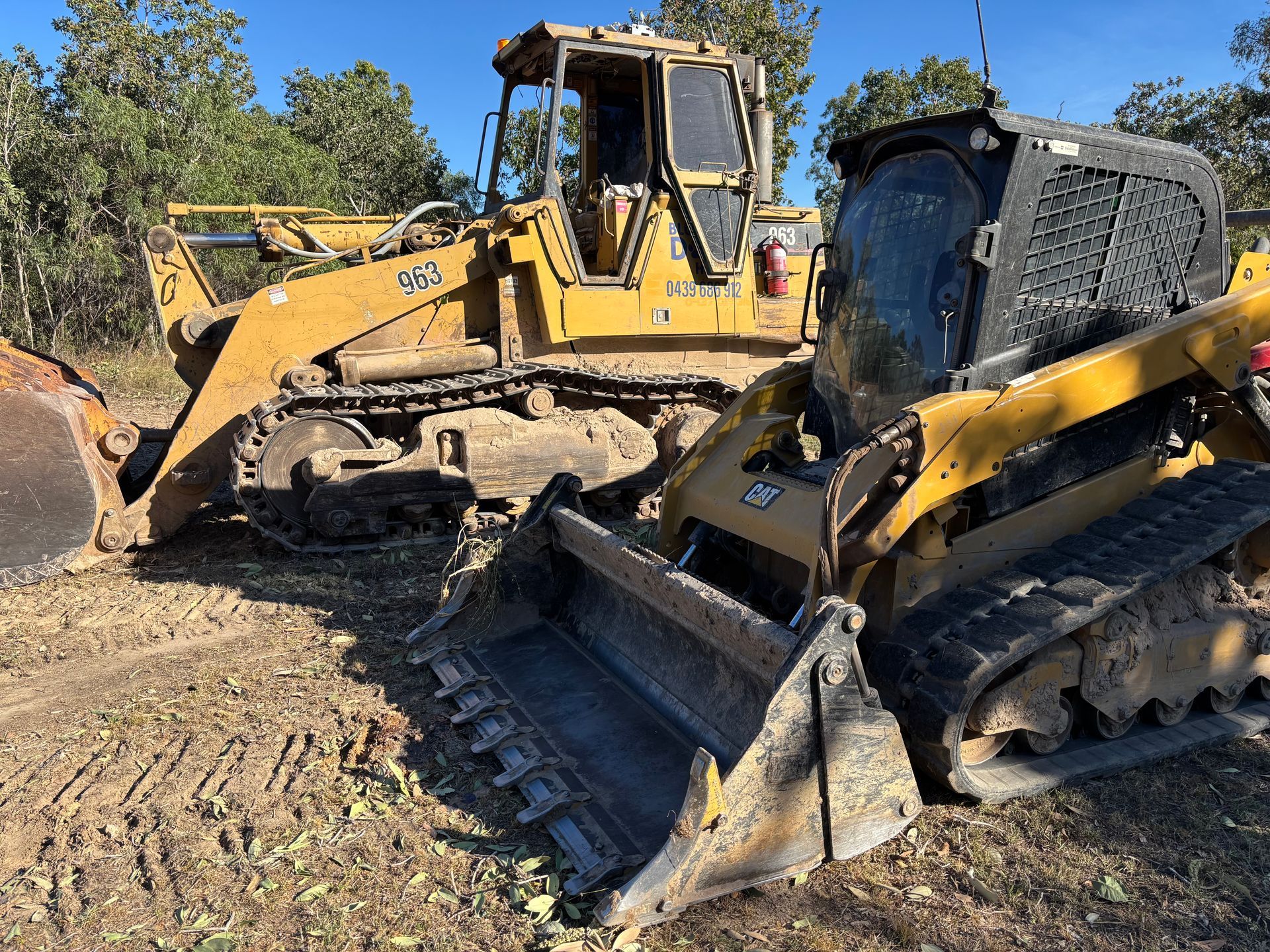 Yellow Bulldozer And Front Loader Stuck — Blue Dog Hire Qld In Midge Point, QLD