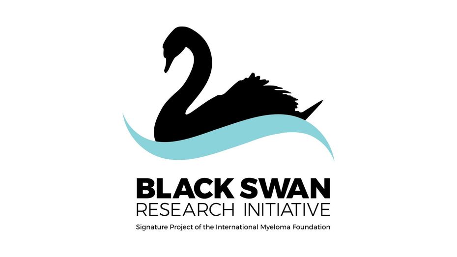 The black swan research initiative logo shows a black swan swimming in the water.