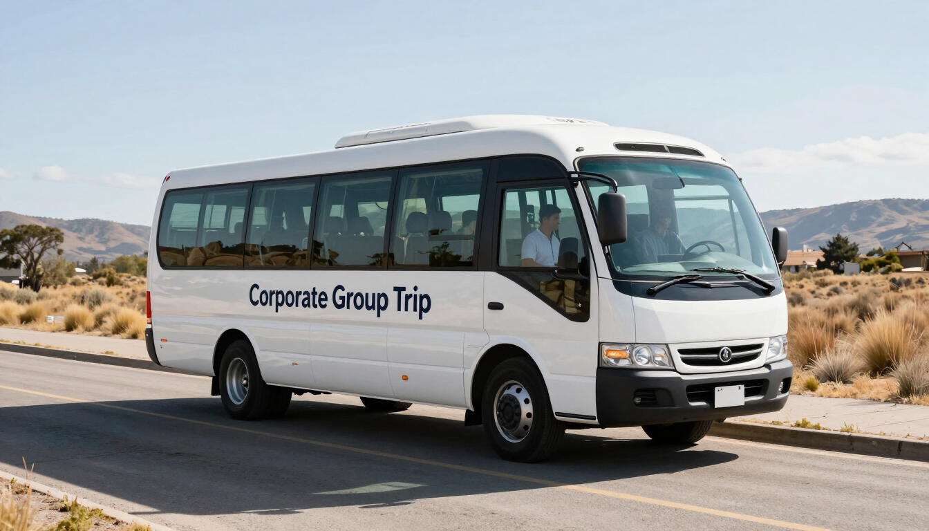 Autobús blanco con la etiqueta 