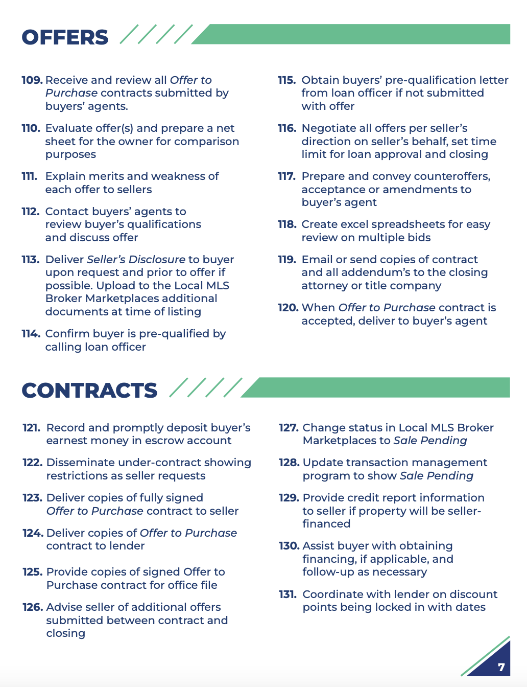 A document outlining real estate offers and contracts, with numbered points and text details.