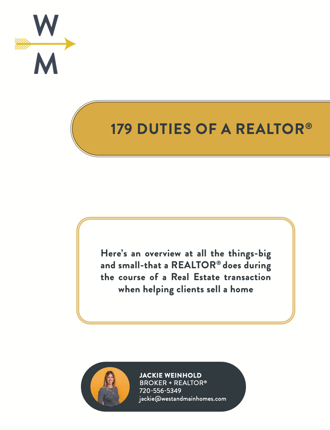 Graphic listing 179 duties of a realtor, text explaining services for selling a home.