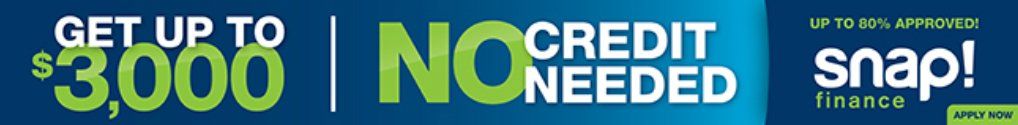 Ad for Snap Finance: Get up to $3,000, no credit needed. The logo features a green and blue color scheme.
