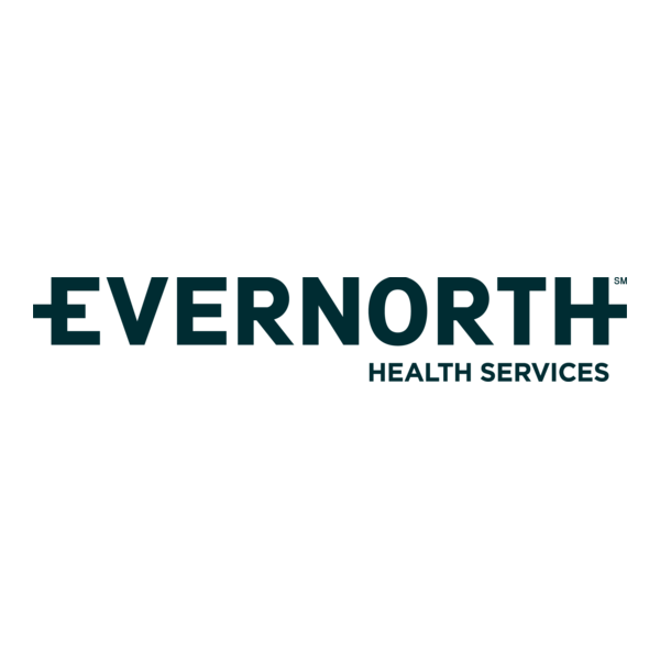 Evernorth logo, dark teal text and cross-like symbols, white background. Text: Evernorth Health Services.