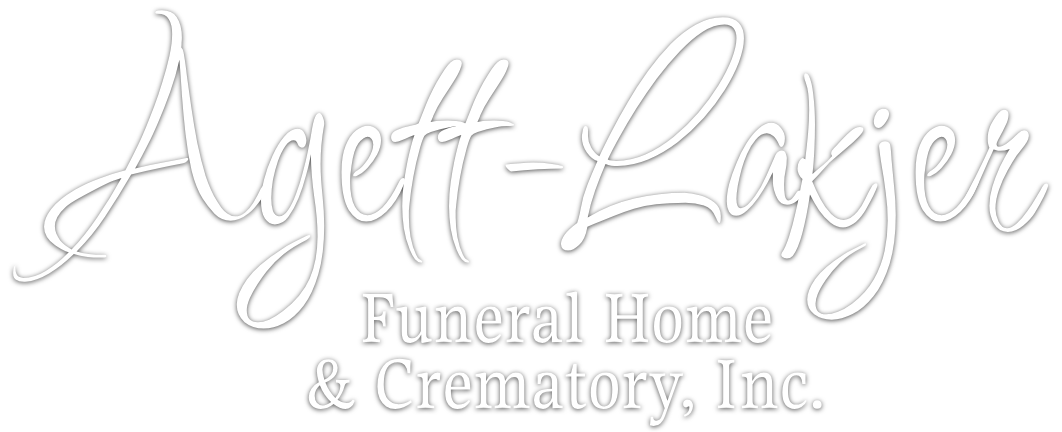 Agett-Lakier Funeral Home & Crematory, Inc. logo in light gray script on white background