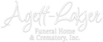 Agett-Lakier Funeral Home & Crematory, Inc. logo in light gray script on white background