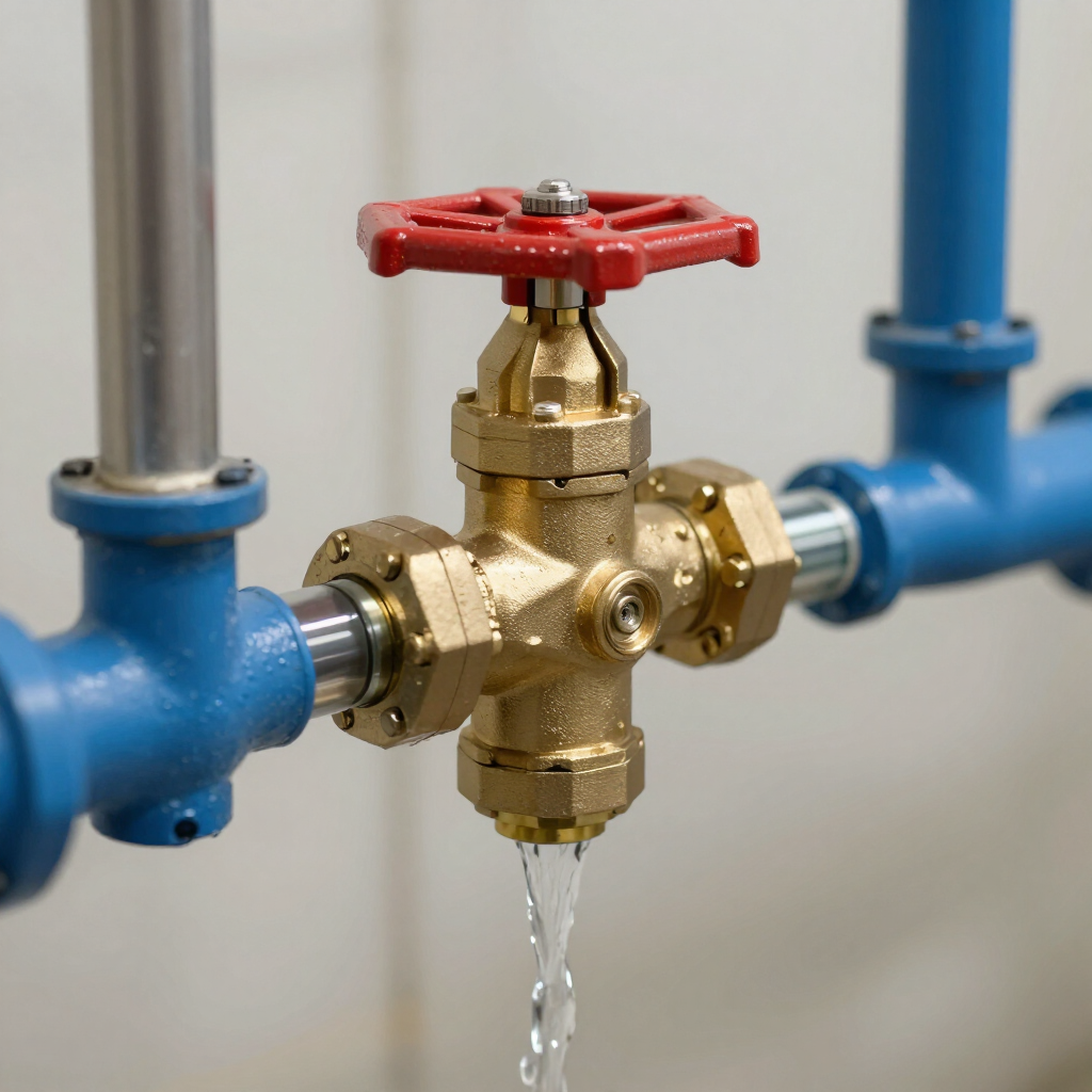 Two White Pipes With Valves Stand Next To Two Concrete — ATEC Plumbing Services in Newcastle, NSW