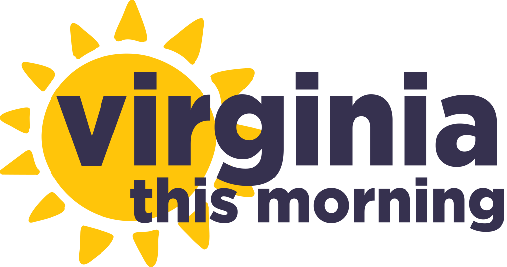 The logo for virginia this morning with a sun in the middle.