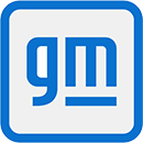 A blue and white gm logo in a square on a white background.
