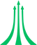 Green stylized logo with three upward curved lines on a white background