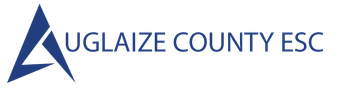 The logo for auglaize county esc is blue and white