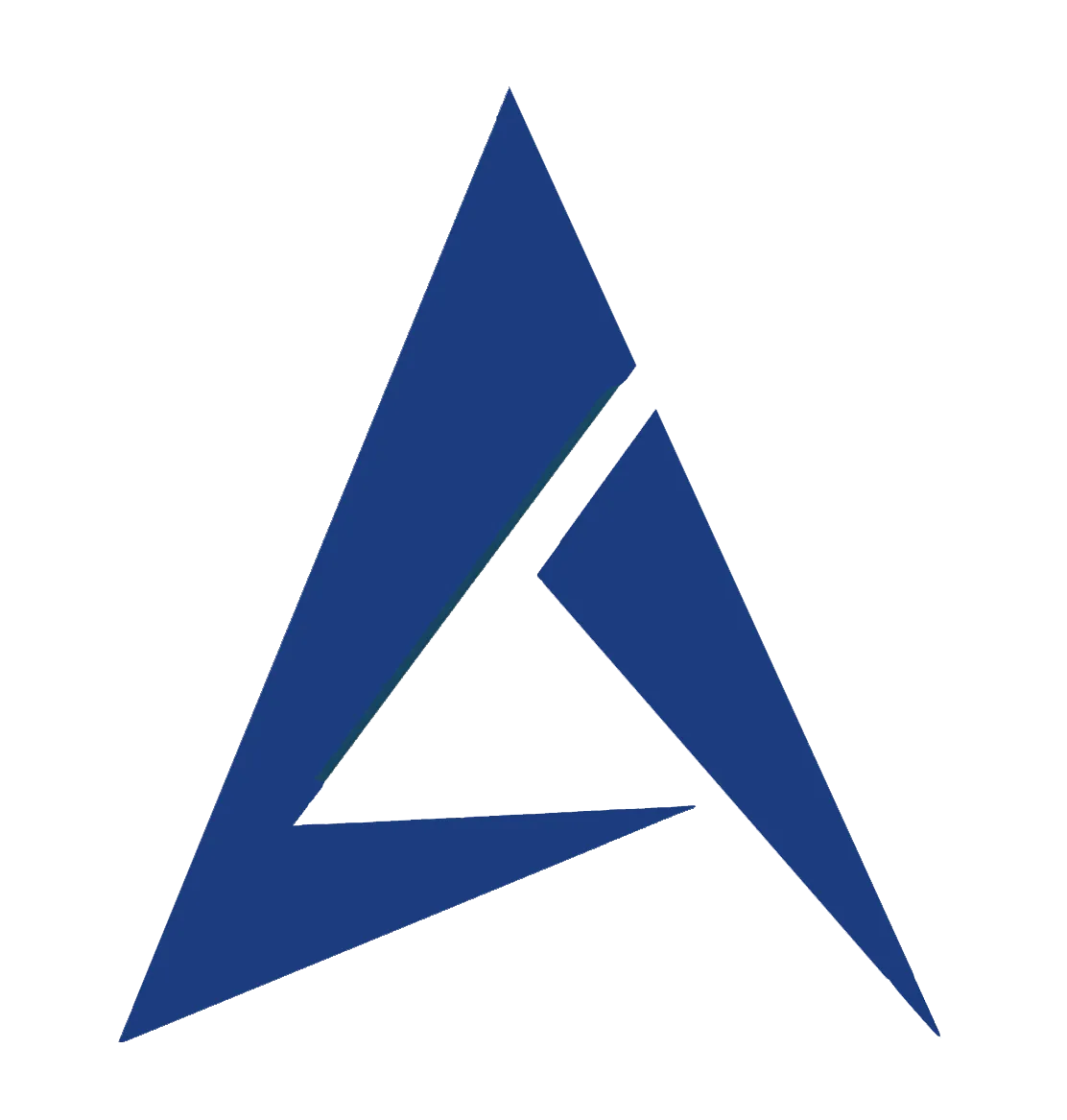 A blue and white triangle with the letter a on it.  It's the Auglaize County ESC logo mark.