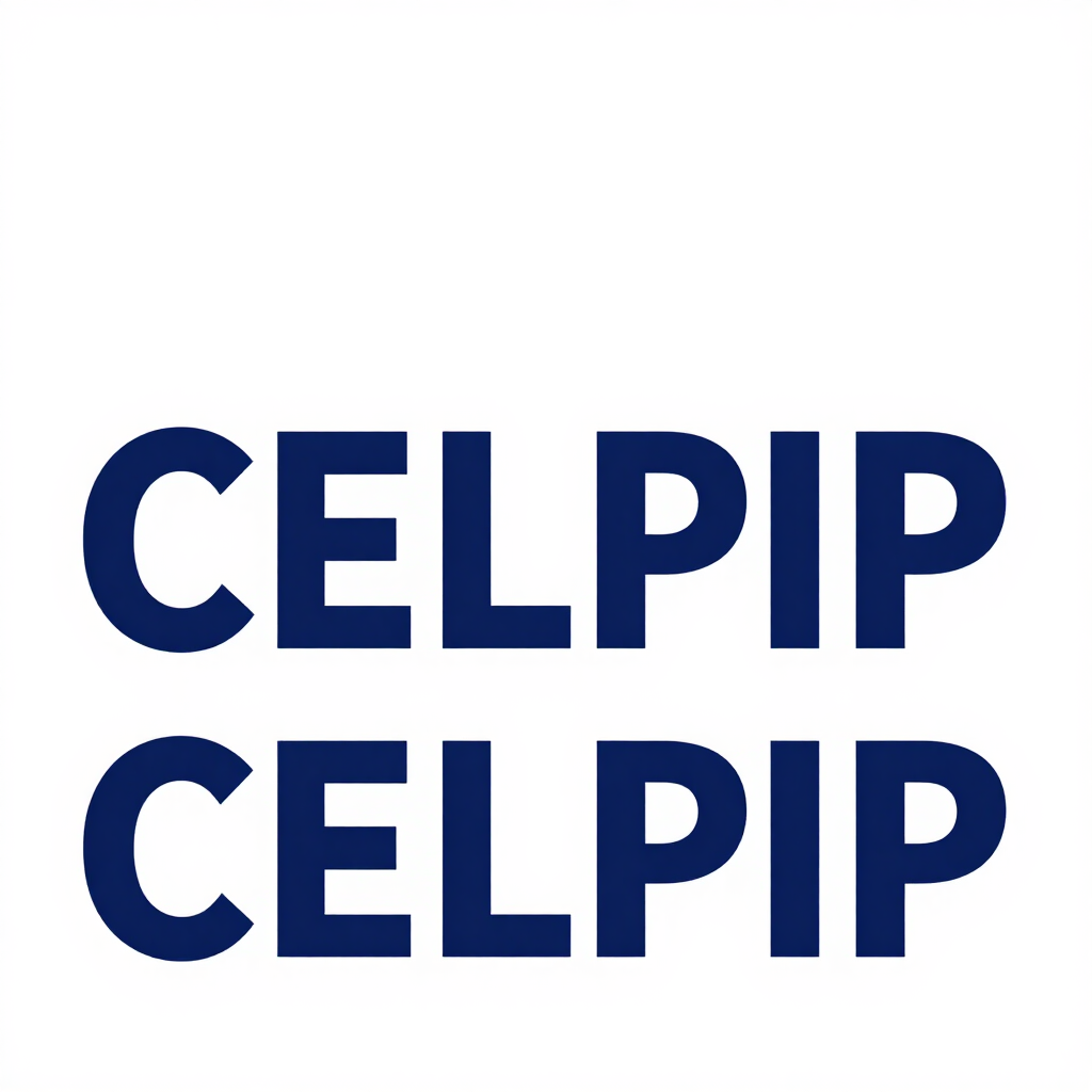 Blue CELPIP text repeated twice on a white background