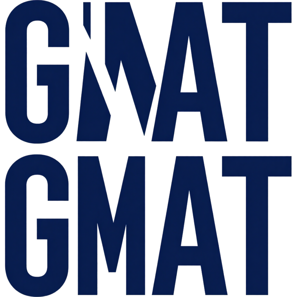 Blue “GMAT” text repeated twice on a white background.