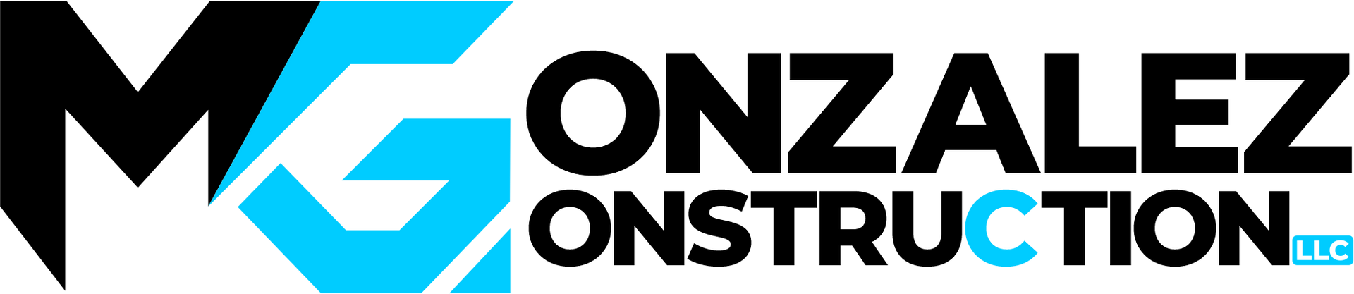 Logo for Gonzalez Construction LLC: black and blue