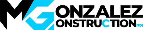 Logo for Gonzalez Construction LLC: black and blue