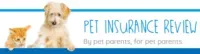 A dog and a cat are sitting next to each other on a pet insurance review banner.