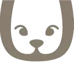 A silhouette of a dog 's face in the shape of the letter u.
