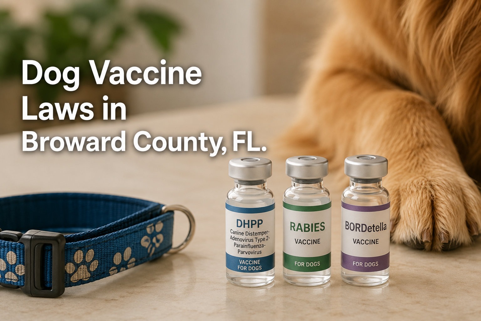 Dog receiving vaccination, illustrating Broward County dog vaccine requirements