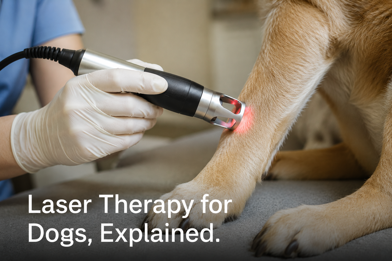Dog receiving laser therapy treatment at Lakeside Animal Hospital in Plantation, FL