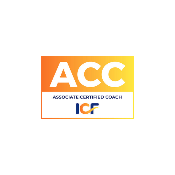 ACC logo for Associate Certified Coach, orange and white with ICF text below