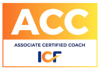 ACC Associate Certified Coach logo with orange background and ICF text in blue and orange