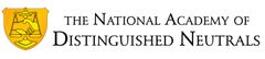 Gold shield logo beside the text “The National Academy of Distinguished Neutrals”