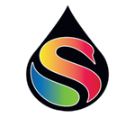 Logo: Colorful stylized swan inside a black teardrop shape.