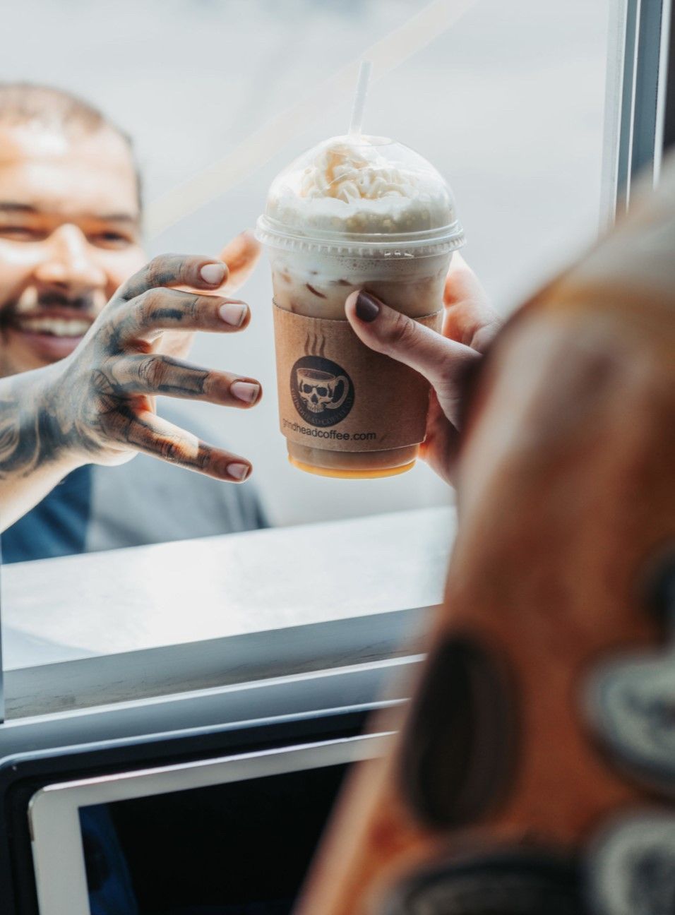 Customer getting his order - Grindhead Coffee - Chattanooga, TN
