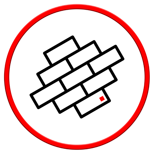Icône de cercle rouge à motif de briques.