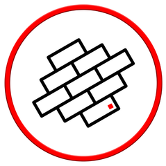 Icône de cercle rouge à motif de briques.